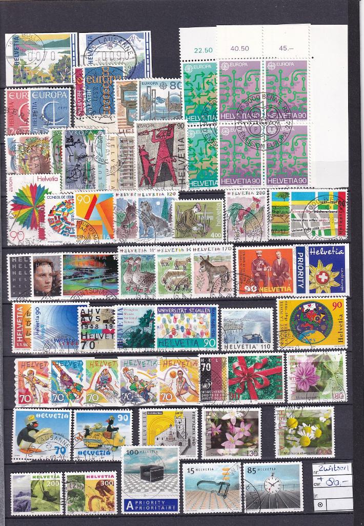 Zwitserland Kaart gestempeld, Postzegels en Munten, Postzegels | Europa | Zwitserland, Ophalen of Verzenden, Gestempeld