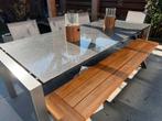 Gardinox granieten tuintafel - RVS onderstel, Ophalen, Gebruikt, Rechthoekig, Overige materialen