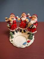 Waxinelichtjehouder. 3 kerstmannen,accordeon,fluit en dirige, Verzamelen, Beelden en Beeldjes, Ophalen of Verzenden
