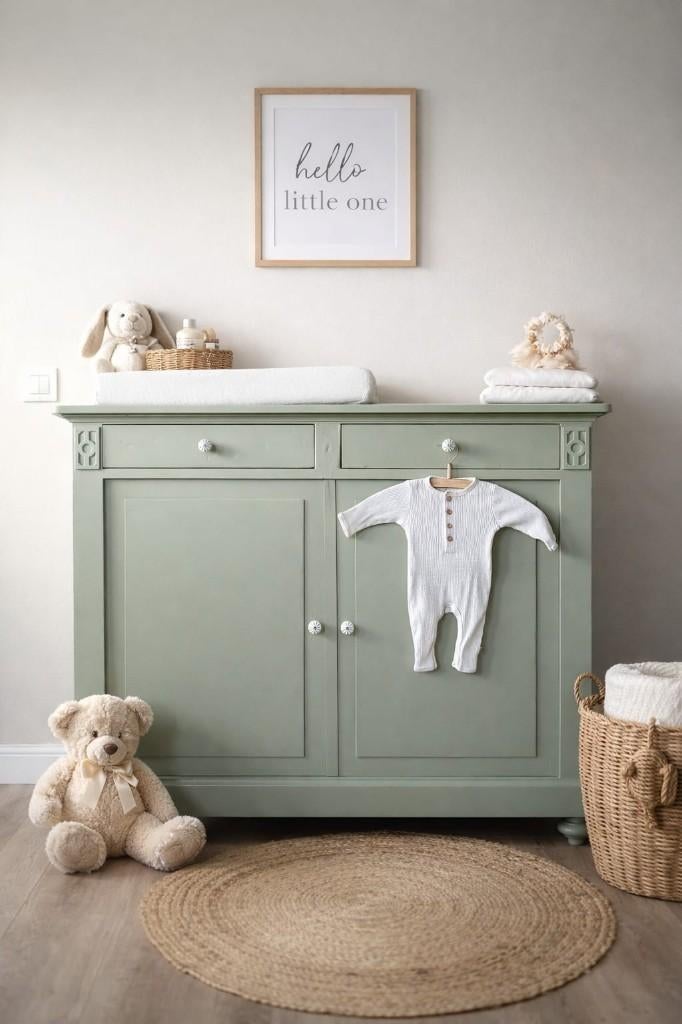 Vintage commode zachtgroen, 50 tot 70 cm, Josièfine Vintage Line, Ophalen of Verzenden, Info@josiefine.nl