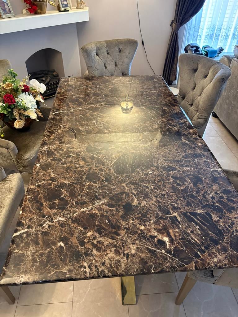 Elegante eettafel blad met marmerlook en lichte beschadiging, Huis en Inrichting, Tafels | Eettafels, Overige materialen, Gebruikt