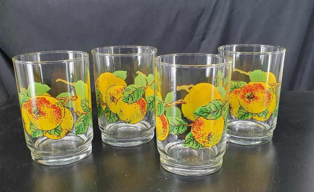 2066 Vintage limonade glaasjes limonadeglazen appel 4x swiet, Ophalen of Verzenden, Huis en Inrichting