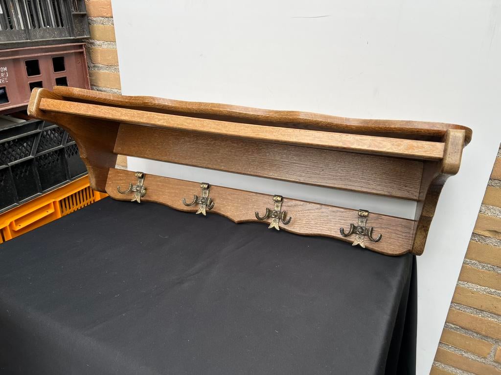 Te Koop : Donker Eiken Kapstok Wandkapstok Hout Export, Wandkapstok, Gebruikt, Ophalen of Verzenden, Minder dan 100 cm