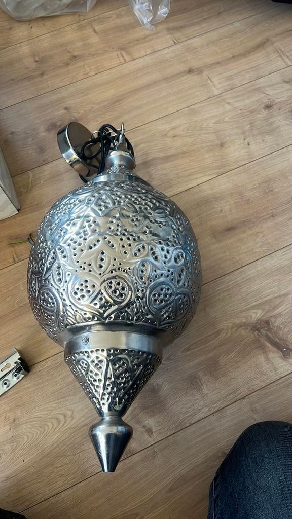 Marokkaans oosterse filigrain lamp metalen lamp, Ophalen of Verzenden, Zo goed als nieuw