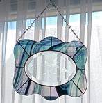 Vintage Glas-in-lood Raamhanger met Geëtst Glas, Ophalen of Verzenden