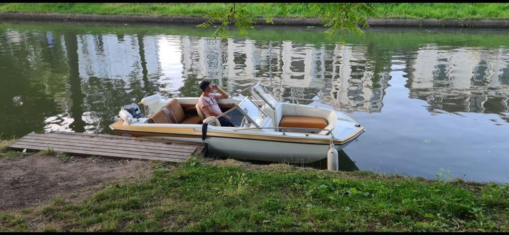 Retro speedboot '79 / sloep met electrische buitenboordmotor, Gebruikt, Elektrisch, Ophalen of Verzenden, Minder dan 70 pk