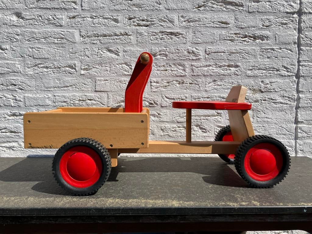Houten loopfiets met bak - Bakfiets voor kinderen, Fietsen en Brommers, Fietsen | Bakfietsen, Ophalen, Gebruikt, 1 kind, Overige merken