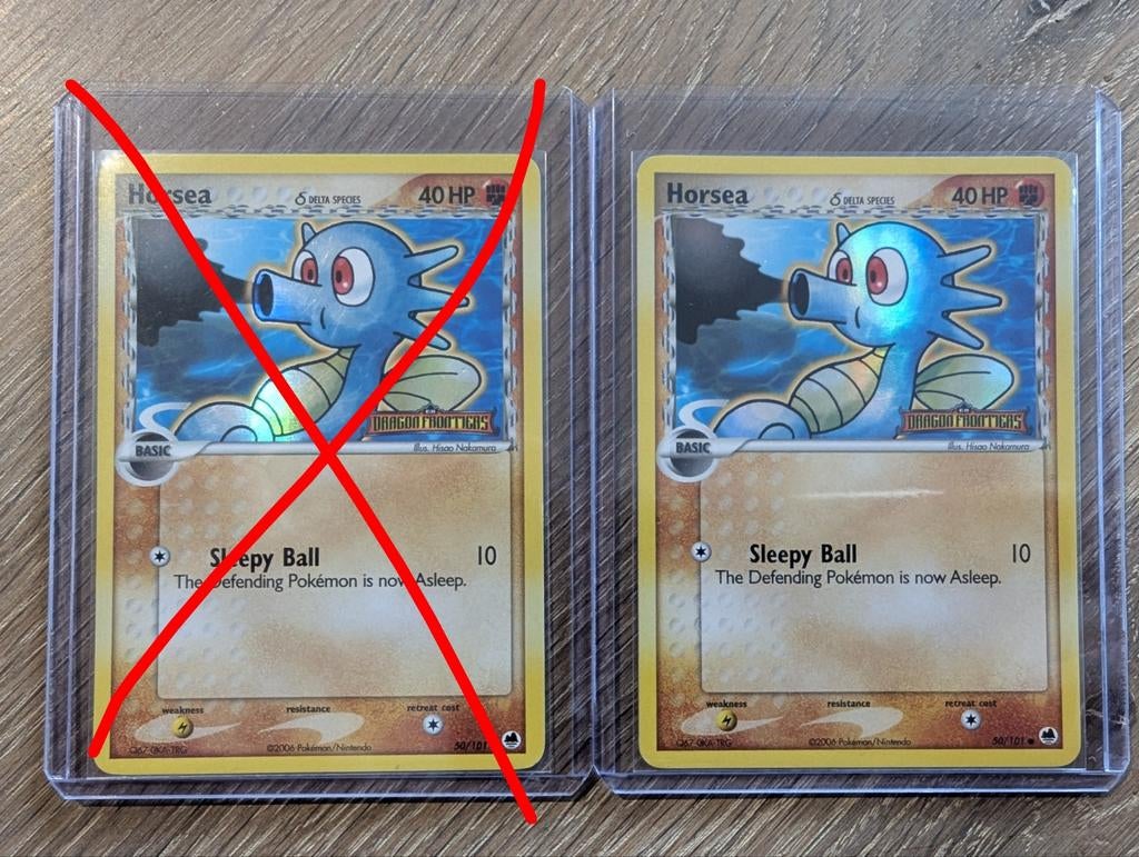 Horsea uit EX Dragon Frontiers 50/101 Reversed Foil, Ophalen of Verzenden, Zo goed als nieuw, Losse kaart, Foil