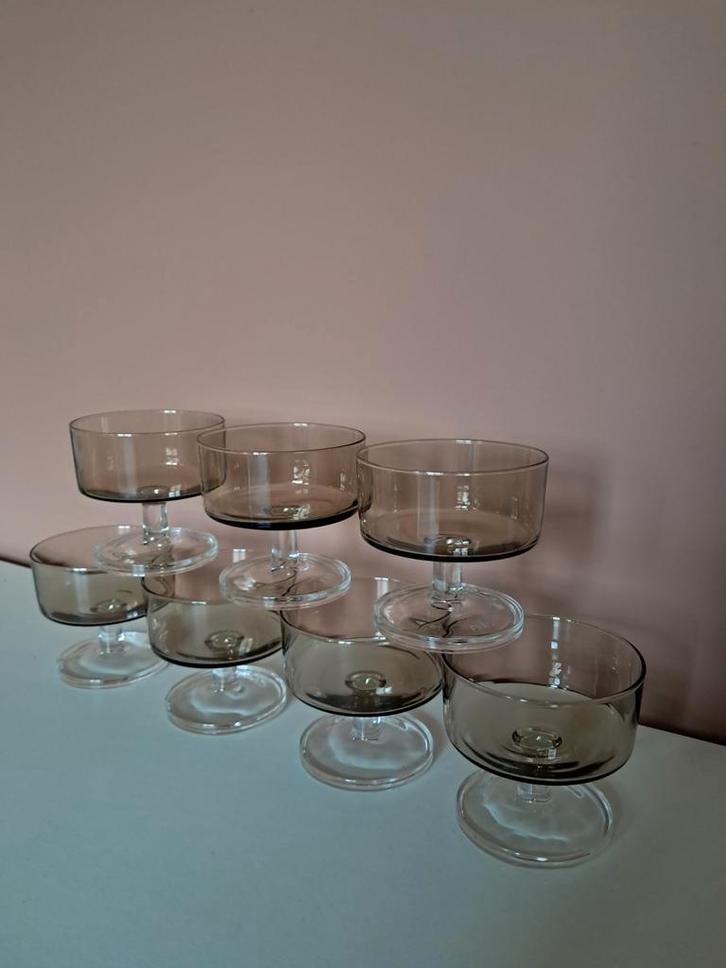 Vintage FINA cocktail / coupe glazen – set van 7 – rookglas, Antiek en Kunst, Antiek | Glas en Kristal, Ophalen of Verzenden