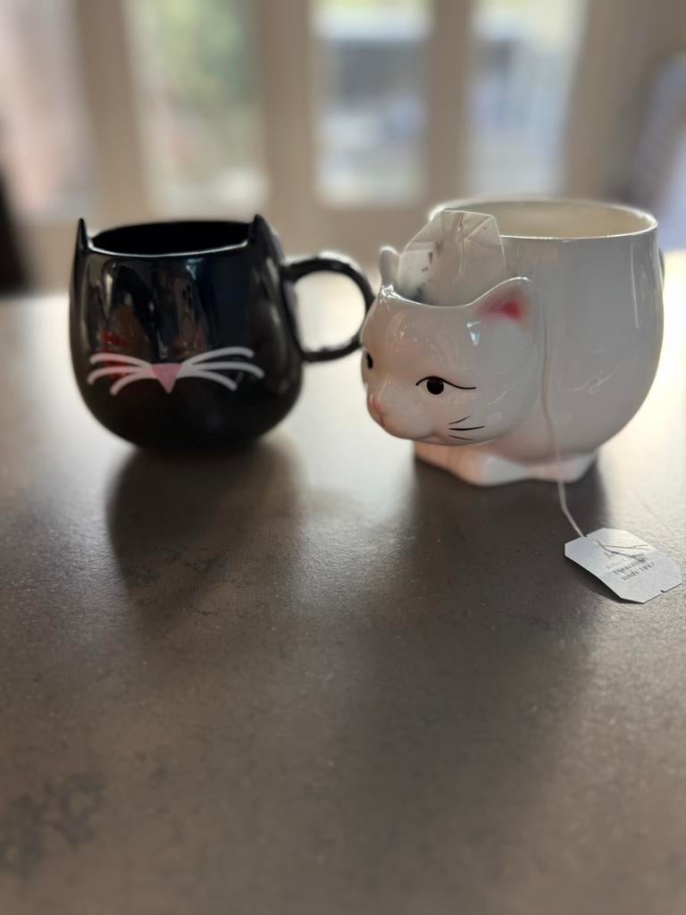 Bekers katten 2x, Huis en Inrichting, Keuken | Servies, Ophalen of Verzenden, Zo goed als nieuw, Overige stijlen, Kop(pen) en/of Schotel(s)