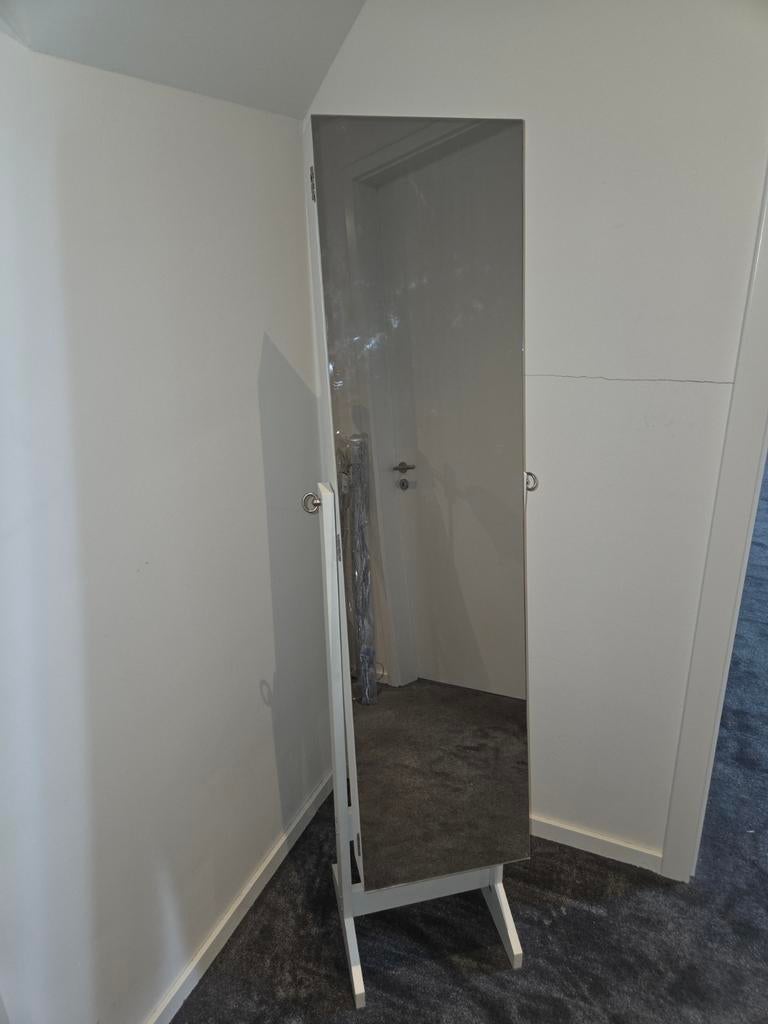 Staande Spiegel, sieradenkast, spiegelkast, Huis en Inrichting, Ophalen, Gebruikt, Rechthoekig, Minder dan 50 cm