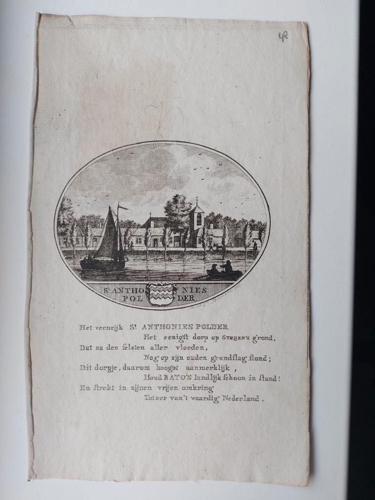 48 / St. Anthonies Polder Gravure uit 1793 Oleffen & Bakker, Antiek en Kunst, Ophalen of Verzenden