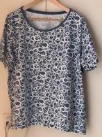 Damestop jaren 60 print AproductZ maat 48 blauw wit, Ophalen of Verzenden, Zo goed als nieuw, Maat 46/48 (XL) of groter, Blauw