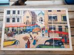In de straat oude schoolplaat uit Frankrijk litho op canvas., Antiek en Kunst, Ophalen of Verzenden