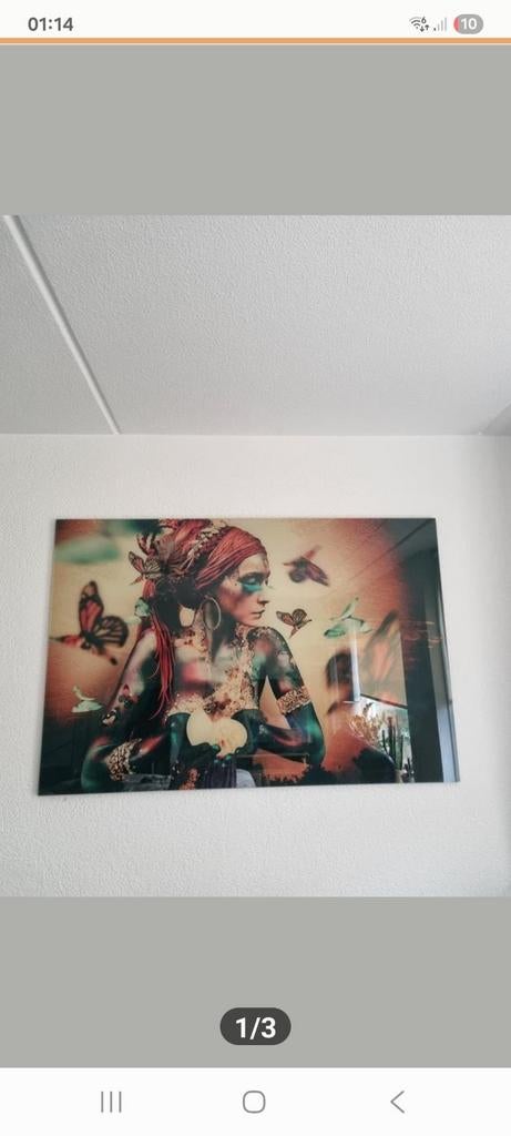 Mooi glasschilderij Bohemian Butterfly Goddess vlinders, Antiek en Kunst, Kunst | Schilderijen | Modern, Ophalen