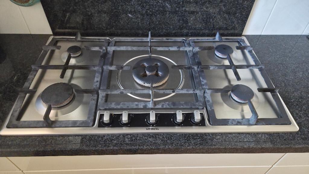 Siemens ER19250NL 90 cm inbouw gaskookplaat RVS, Ophalen, Gebruikt, Inbouw, Gas