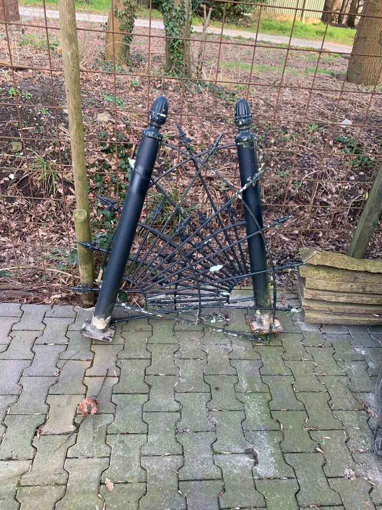 Dubbele poort 5 meter met zijstukken, Ophalen, Met poort, Gebruikt, Sierhekwerk