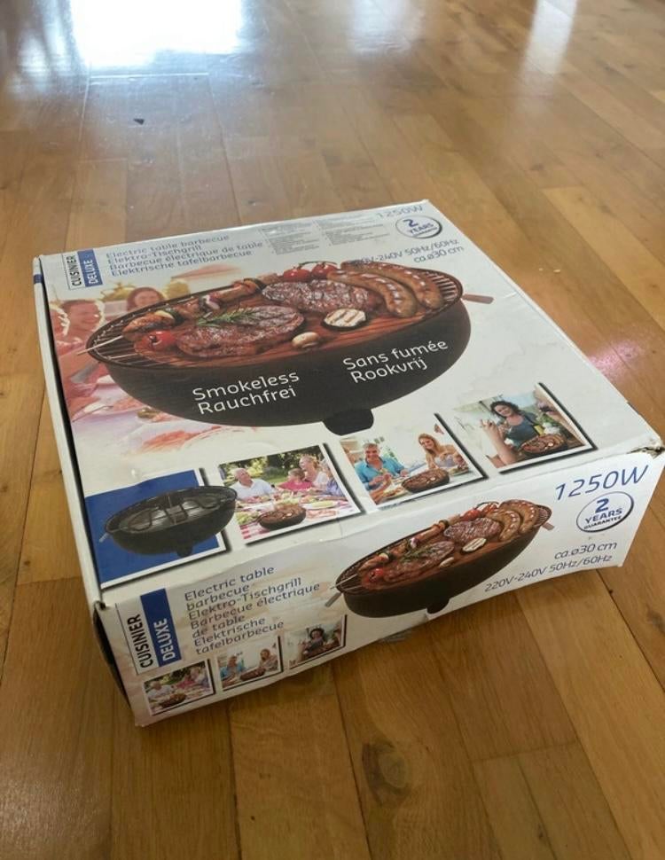 Cuisinier Deluxe Smokeless Elektrische Tafelbarbecue 1250W, Tuin en Terras, Ophalen of Verzenden, Zo goed als nieuw