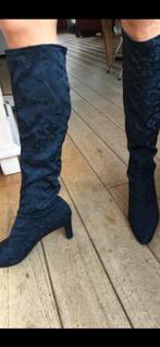 Panara / Pauw stretch satijnen laarzen mt 40 in marine, Kleding | Dames, Verzenden, Zo goed als nieuw, Blauw, Hoge laarzen