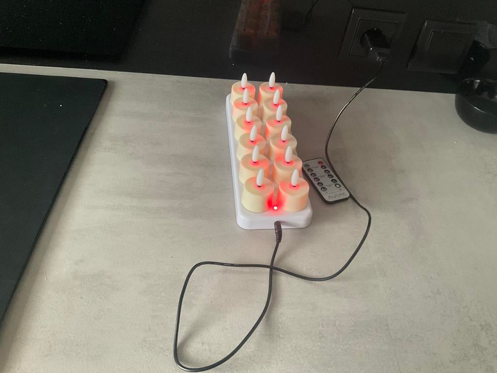 Oplaadbare waxainelichtjes /timer /afstandsbediening/ AURAE, Huis en Inrichting, Woonaccessoires | Kandelaars en Kaarsen, Overige materialen