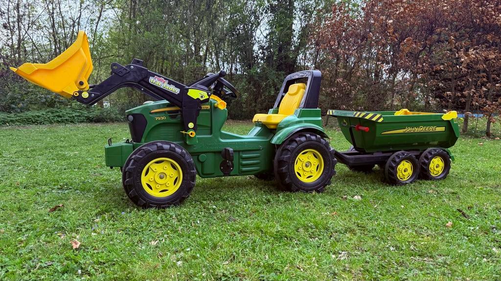 Rolly Toys John Deere Traptrekker met voorlader en aanhanger, Ophalen, Gebruikt