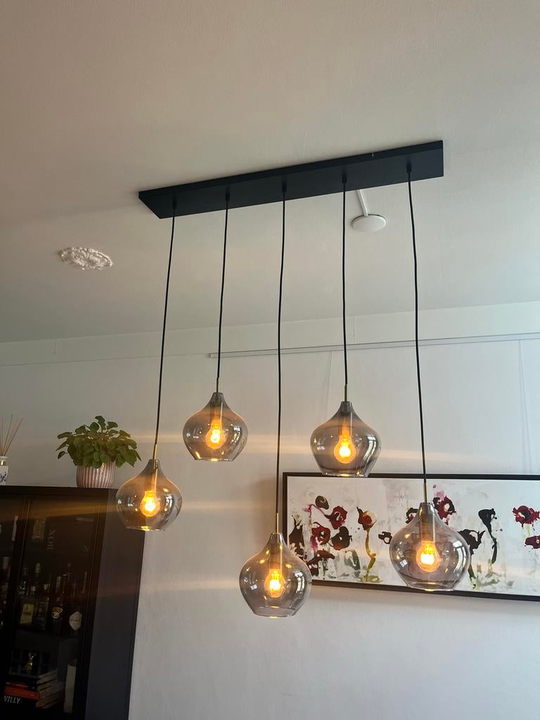 HK living hanglamp Rakel brons - E27, Huis en Inrichting, Lampen | Hanglampen, Ophalen of Verzenden, Zo goed als nieuw, Metaal