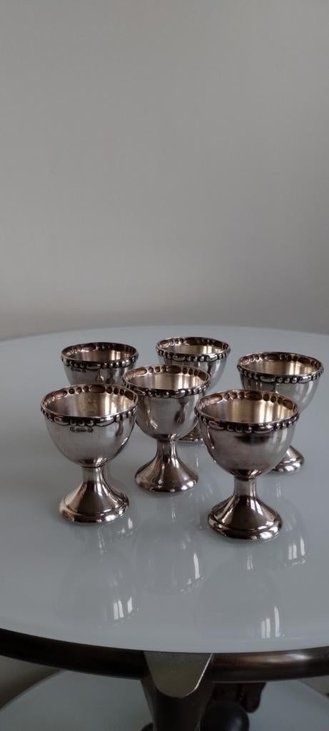 5 Vintage eierdoppen verzilverd., Antiek en Kunst, Ophalen of Verzenden