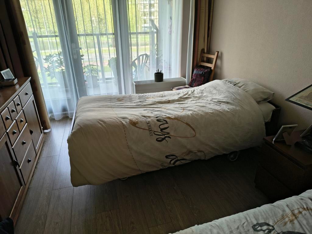 Hoog laag bed 200lang 100 breed, Ophalen, Eenpersoons, Hout, 90 cm