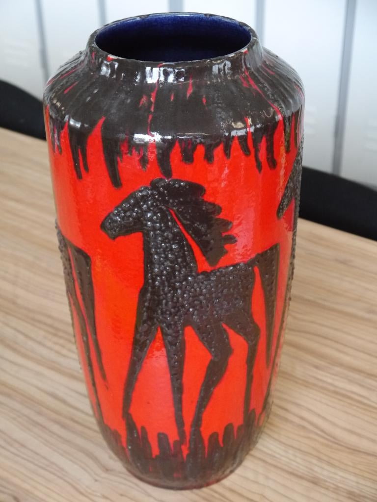 grote Vintage Fat Lava Vaas Scheurig 517 50, Aardewerk of Porselein, Ophalen of Verzenden, Zo goed als nieuw, Minder dan 50 cm