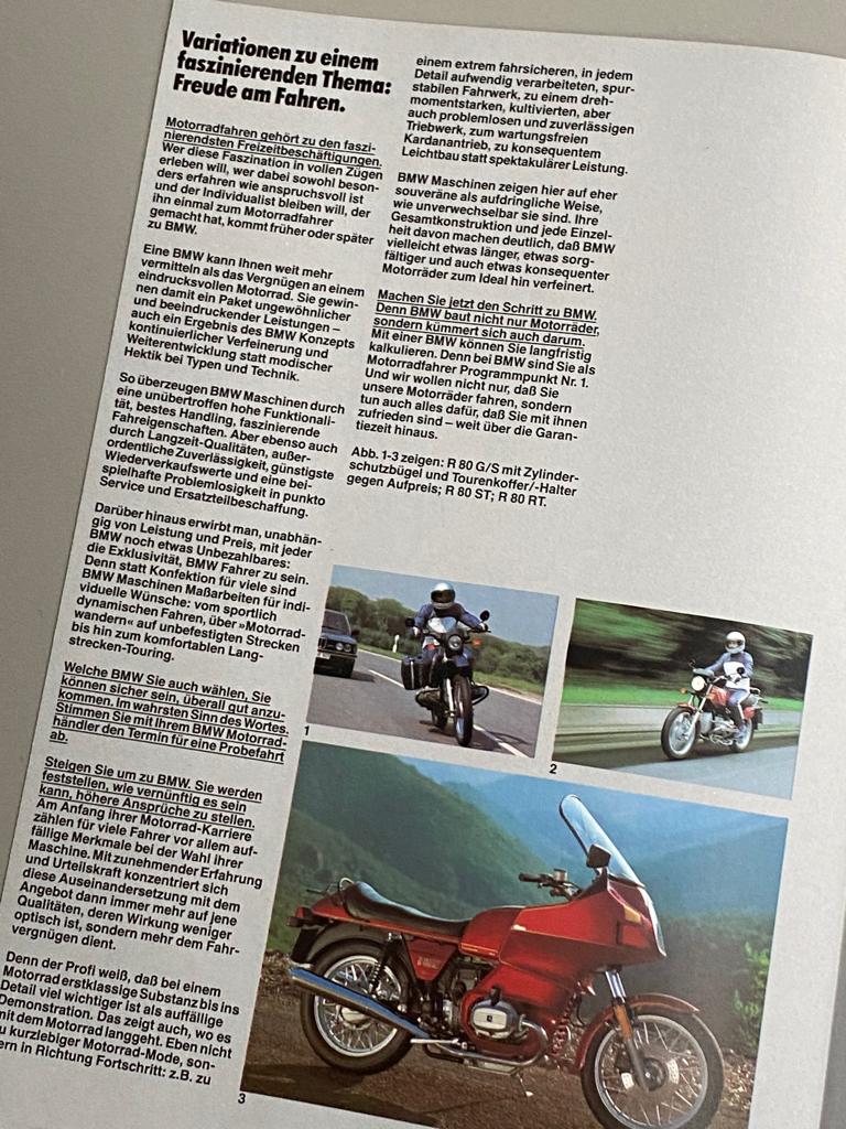 BMW folder uit 1982 (R100, R 65 en de R45), Motoren, Ophalen of Verzenden, BMW