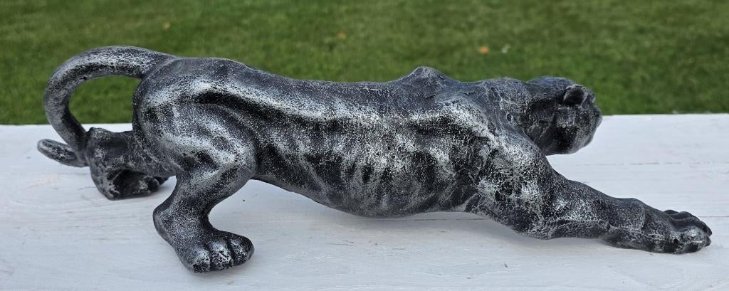 PANTER /kleur oud zilver / gietijzer, Dierenbeeld, Nieuw, Metaal, Info@huisentuindecoratiemarie.nl