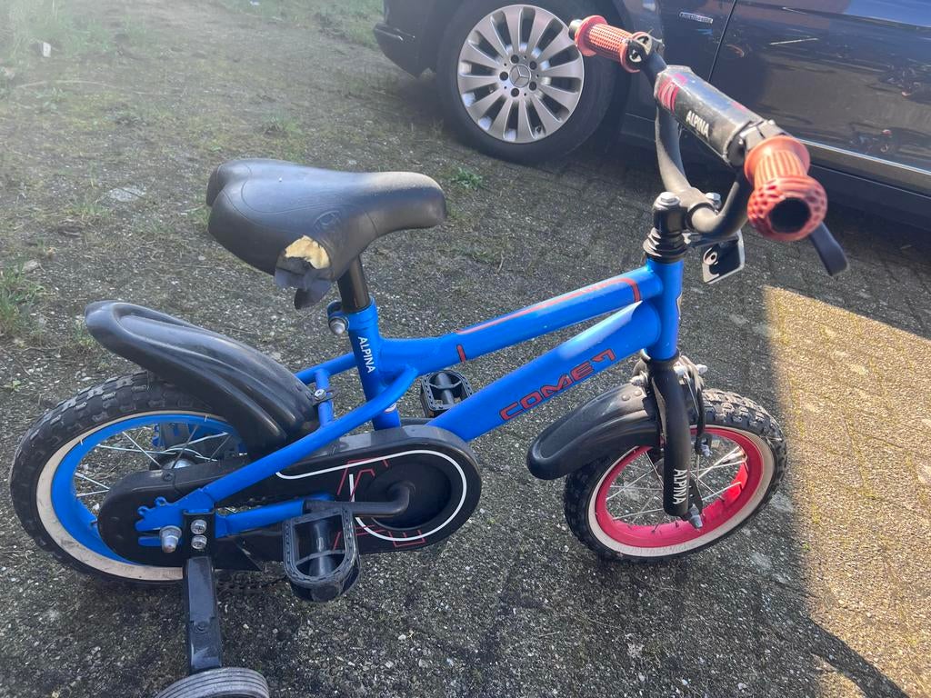 Kinderfiets Alpina Comet - Blauw met zijwieltjes, Fietsen en Brommers, Fietsen | Kinderfietsjes, Gebruikt, Minder dan 16 inch
