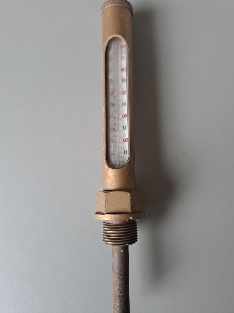 Koperen thermometer scheepsmotor, Ophalen of Verzenden