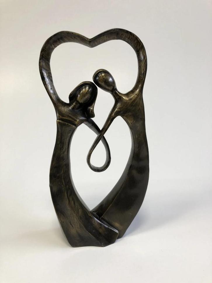 Liefdeshart echt brons bronzenbeelden-winkel, Antiek en Kunst, Kunst | Beelden en Houtsnijwerken, Ophalen of Verzenden