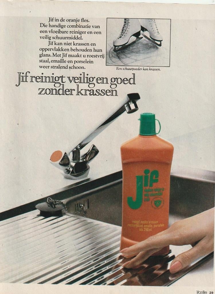 Retro reclame 1979 Jif schuurmiddel ook het aanrecht, Verzenden, Overige typen