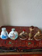 5 mooie vintage Chinese snuifflesjes van porselein en glas, Verzenden