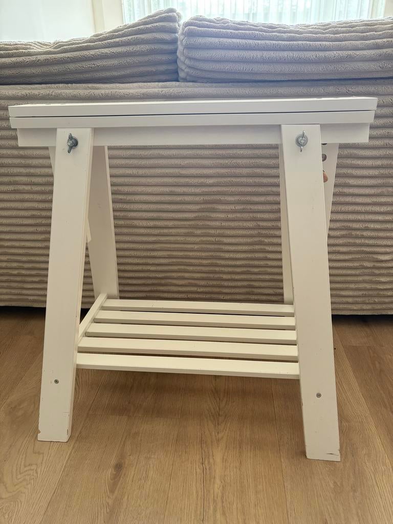 Witte schraag, 70x70x45 cm, in hoogte verstelbaar, Gebruikt, 50 tot 100 cm, Ophalen of Verzenden, Overige vormen