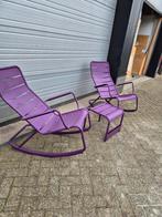 Gebruikte fermob aubergine schommelstoelen Voetenbank Setpr, Ophalen, Gebruikt