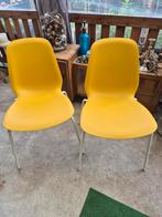 2 gele IKEA LEIFARNE eetkamerstoelen met witte poten, Ophalen, Gebruikt, Twee, Overige kleuren
