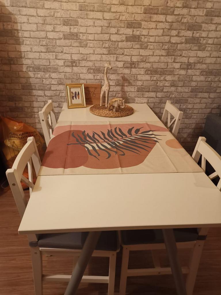 Wit bureau/ witte eettafel, Huis en Inrichting, Bureaus, Ophalen, Zo goed als nieuw