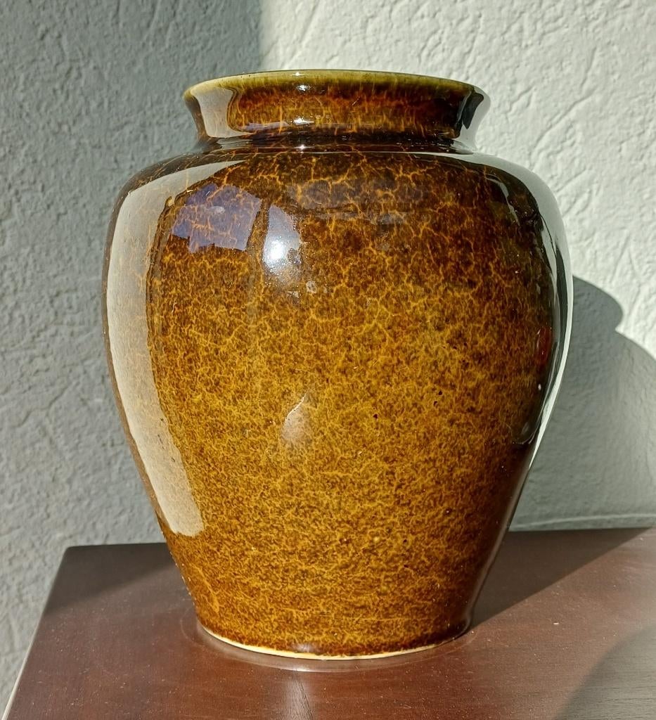 Vaas van aardenwerk, geglazuurd, H 21 cm, retro, Ophalen, Overige kleuren, Aardewerk of Porselein, Zo goed als nieuw