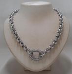 Zilveren jasseron collier met steentjes hanger nr.1910