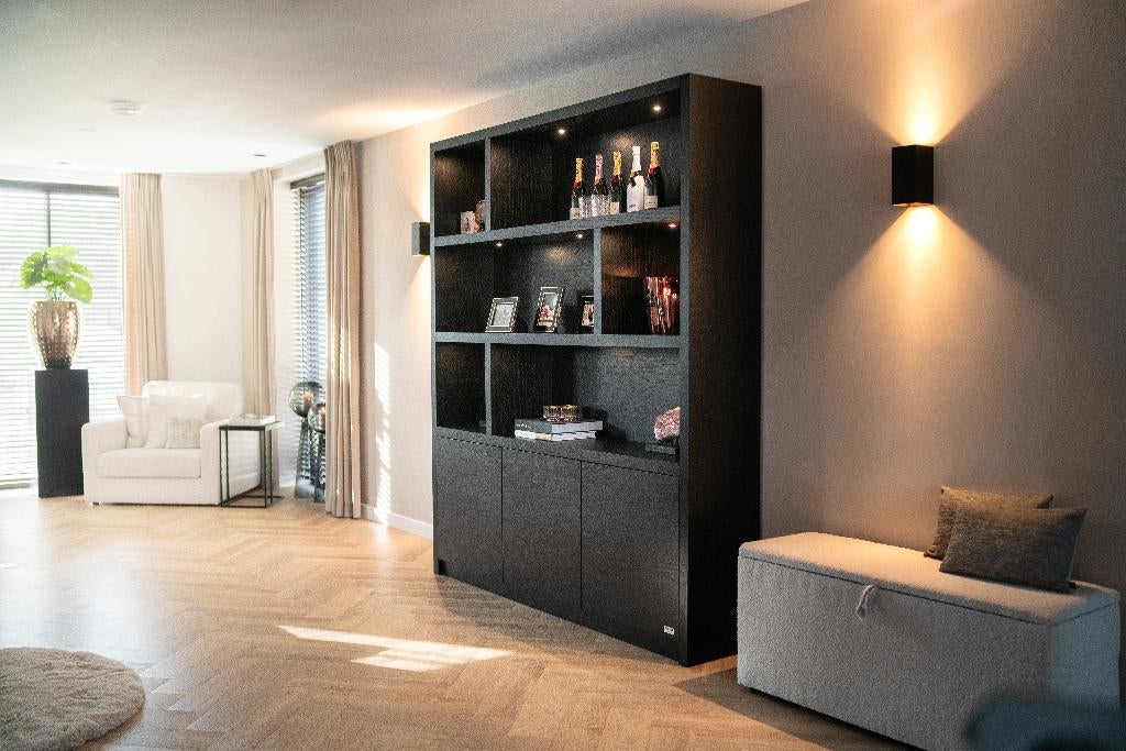 Puuur Interiors Graham vakkenkast 200x45x240 cm met spots, Ophalen, 200 cm of meer, Eikenhout, 200 cm of meer