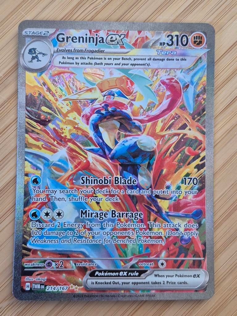 Greninja EX 214/167 Pokemon kaart, Ophalen of Verzenden, Zo goed als nieuw, Losse kaart, Foil