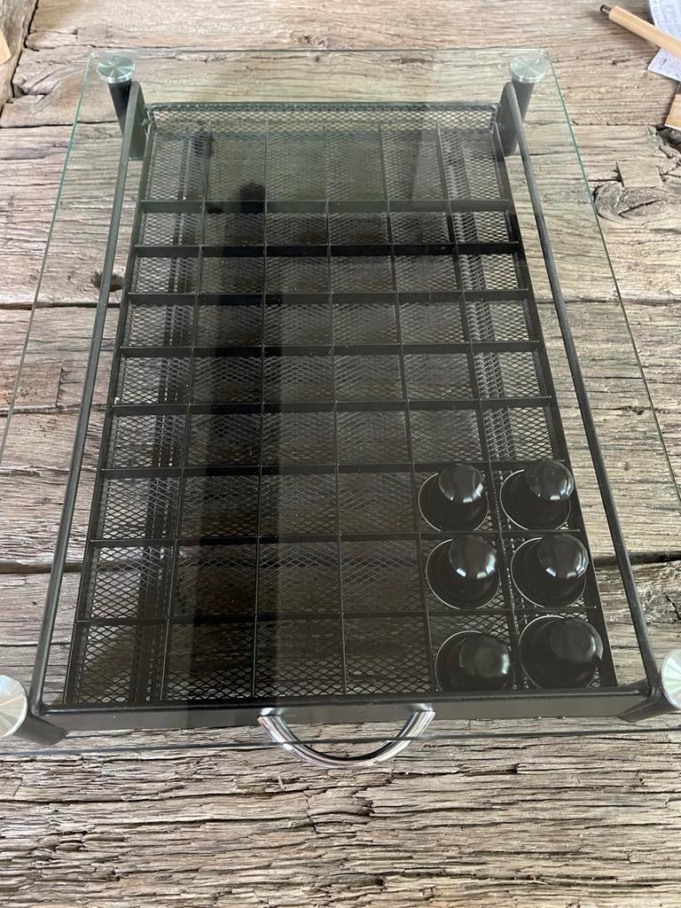 Nespresso capsulehouder met glazen bovenplaat, Overige merken, Nespresso, Ophalen of Verzenden, Zo goed als nieuw