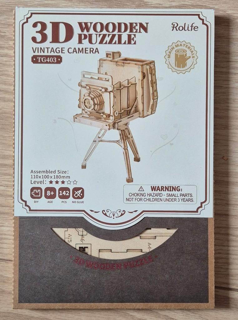 3D Houten Puzzel Vintage Camera, Ophalen of Verzenden, Nieuw, Overige typen
