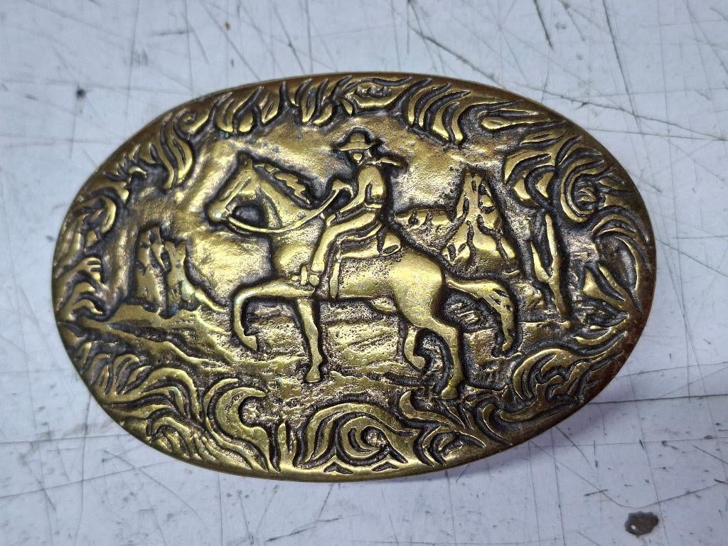 Vintage western cowboy op paard buckle gesp, Kleding | Heren, Riemen en Ceinturen, Losse buckle of gesp, Overige kleuren, Ophalen of Verzenden