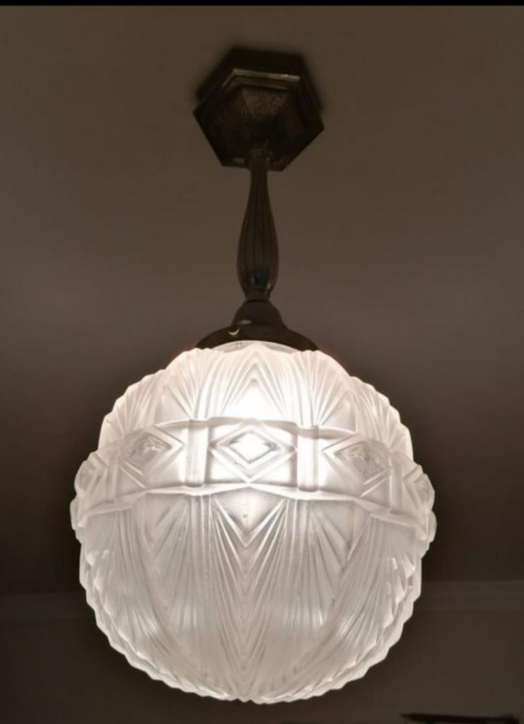 Art Deco Bolvormige lamp Muller Freres, Antiek en Kunst, Ophalen