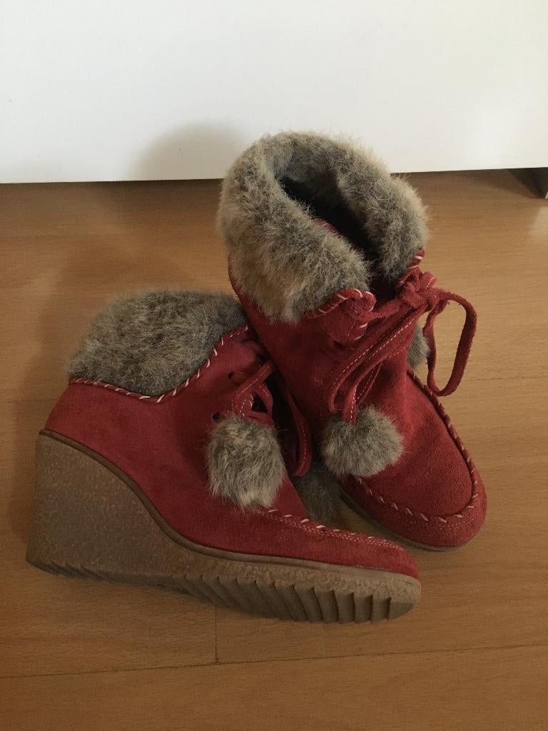 nieuwe sleehakken, Ophalen, Lage of Enkellaarzen, Nieuw, Rood