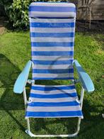 Blauw-grijze verstelbare tuinstoel campingstoel., Ophalen, Gebruikt, Metaal, Inklapbaar